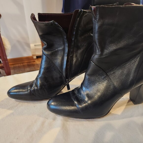 FRANCO SARTO LEATHER BLACK 3" HEALS BOOTS - Picture 1 of 5